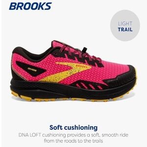 Brooks Divide 4 Women's Trail Running Shoes Bright Pink Yellow Size 8.5